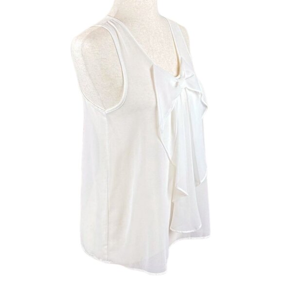 IZ BYER WHITE SLEEVELESS BLOUSE WITH BOW, SIZE M - Picture 4 of 5